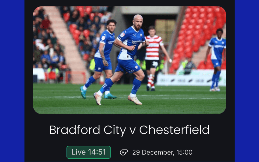 Listen to/watch today’s game at Bradford